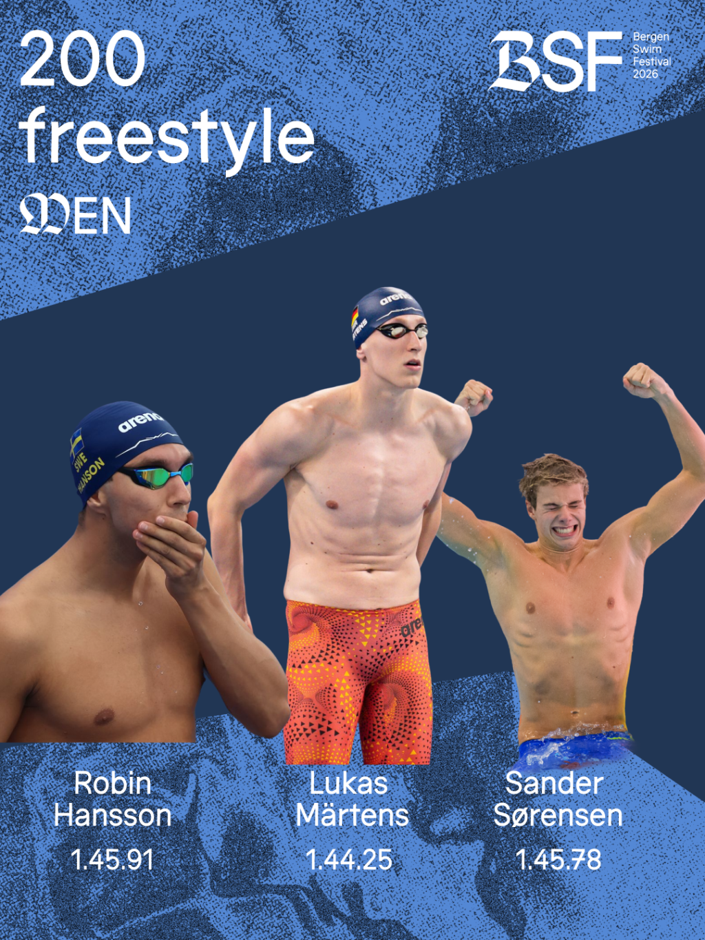 Plakat for 200 fri herrer med Robin Hansson, Lukas Märtens og Sander Sørensen.
